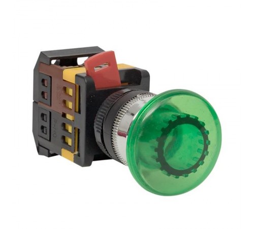 Кнопка AELA-22 "Грибок" зеленая с подсветкой NO+NC 380В EKF PROxima  pbn-aela-1g-380  EKF