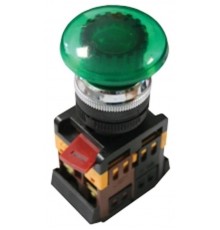 Кнопка AELA-22 "Грибок" зеленая с подсветкой NO+NC 220В EKF PROxima  pbn-aela-1g-220  EKF