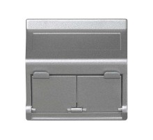 Наклонный адаптер на 2 RJ45 коннектора, защит.щторки, исп.совм. с MD67, К45, алюминий Simon connect KB80-8 Simon