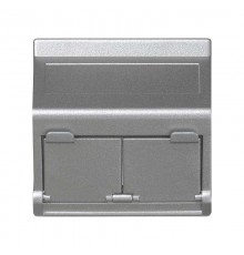 Наклонный адаптер на 2 RJ45 коннектора, защит.щторки, исп.совм. с MD67, К45, алюминий Simon connect KB80-8 Simon