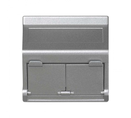 Наклонный адаптер на 2 RJ45 коннектора, защит.щторки, исп.совм. с MD67, К45, алюминий Simon connect KB80-8 Simon