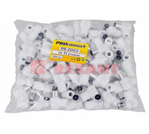 РАЗЪЁМ  гнездо  TV  без пайки  Белый  Угловой  05-2062  REXANT