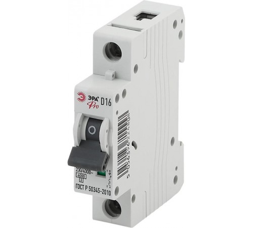 Выключатель автоматический однополюсный NO-902-251 ВА47-63 1Р 16А 6 кА кривая D (12/180/3780) Pro  Б0048841  ЭРА