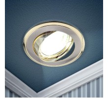 Светильник точечный встраиваемый под лампу KL22 А 50Вт MR16 сатин никель/золото литой  C0043708  ЭРА