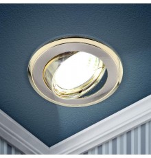 Светильник точечный встраиваемый под лампу KL22 А 50Вт MR16 сатин никель/золото литой  C0043708  ЭРА