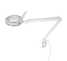 Лупа на струбцине , круглая, 3D, с подсветкой 60 LED, сенсорный регулятор яркости, белая  31-0531  REXANT