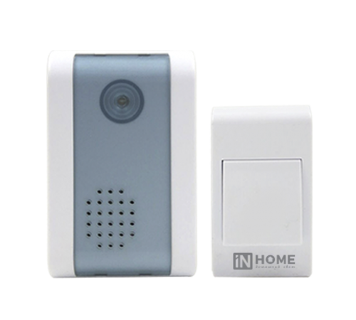 Звонок беспроводной ЗБ-2 32 мелодии 120м с кнопкой бело-серый  4690612013305  IN HOME