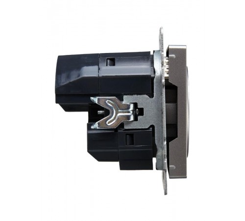 BRITE Розетка с заземлением со шторками 16А с USB A+C 18Вт РЮш11-1-БрС сталь  BR-R14-16-U22-018-K46  IEK