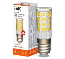 Лампа светодиодная CORN капсула 5Вт 230В 3000К керамика E14 IEK  LLE-CORN-5-230-30-E14  IEK