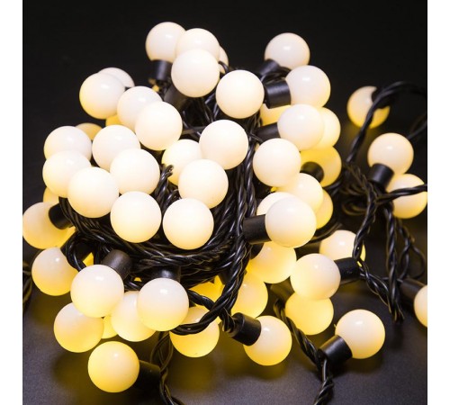 Гирлянда "Мультишарики" 23 мм, 10 м, черный ПВХ, 80 диодов, цвет ТЕПЛЫЙ БЕЛЫЙ  303-516  NEON-NIGHT