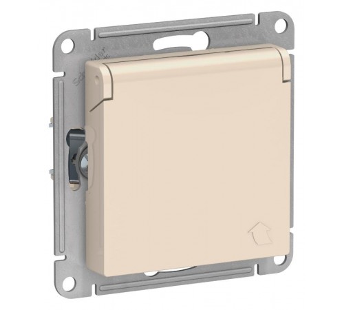 AtlasDesign Бежевый Розетка с заземлением, со шторками, с крышкой, 16А, механизм  ATN000246  SE