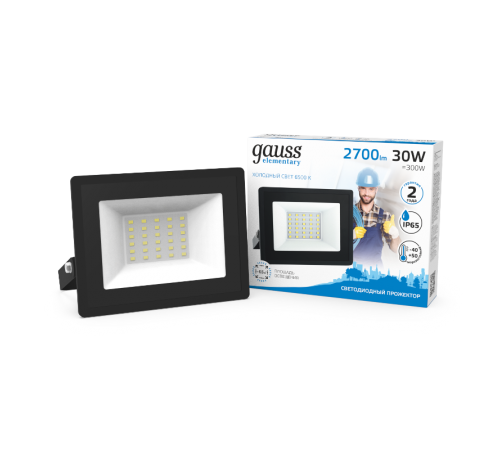 Прожектор светодиодный СДО LED 30Вт 6500К IP65 черный  613100330  Gauss