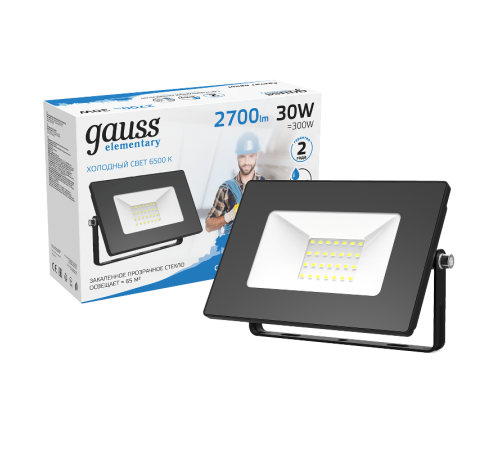 Прожектор светодиодный СДО LED 30Вт 6500К IP65 черный  613100330  Gauss