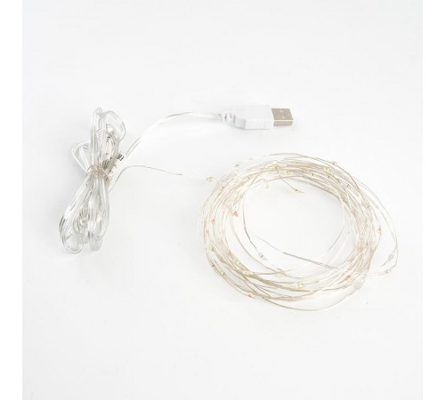 Гирлянда линейная Роса,  100LED 5000К, 10м, IP20 USB, прозрачный шнур, CL576  48187  FERON