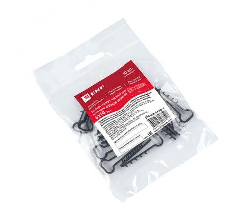 Дюбель-хомут (6х14 мм) для плоского кабеля черный (10 шт.) EKF PROxima  plc-cd-6x14b-r  EKF