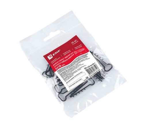 Дюбель-хомут (6х14 мм) для плоского кабеля черный (10 шт.) EKF PROxima  plc-cd-6x14b-r  EKF