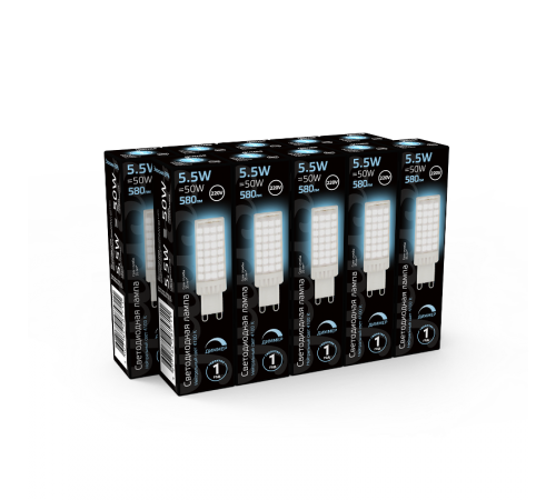 Лампа светодиодная G9 AC185-265V 5,5W 550lm 4100K керамика диммируемая LED 1/10/200  107309255-D  Gauss