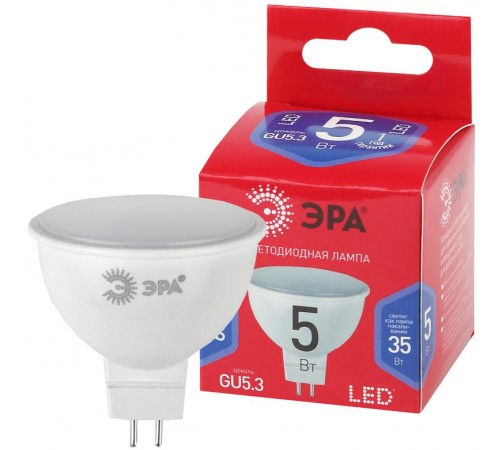 Лампа светодиодная ЭКО LED MR16-5W-865-GU5.3 R (диод, софит, 5Вт, хол, GU5.3)  Б0045349  ЭРА