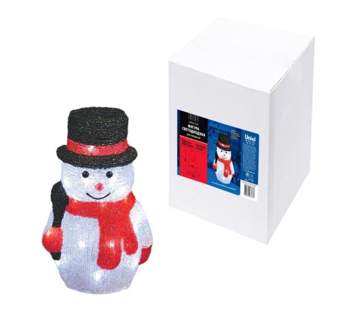 Фигура светодиодная  "Снеговик-3"  ULD-M1827-030/STA WHITE IP20 SNOWMAN-3,   30 диодов, размер 18*15*27 см, белый, IP20.  11034  Uniel
