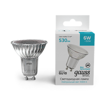 Лампа светодиодная   Basic MR16 6W 530lm 4000K GU10 LED 1/10/100  10106262  Gauss