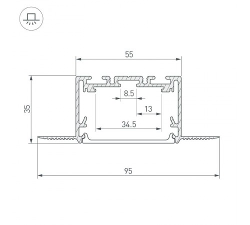 Профиль SL-LINIA55-FANTOM-2500 SEAMLESS ANOD (Arlight, Алюминий)  029507  Arlight
