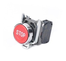 Кнопка SB4 в сборе модульная 22мм красная металл 1НЗ с маркировкой "STOP"  SB4BA4342  SE