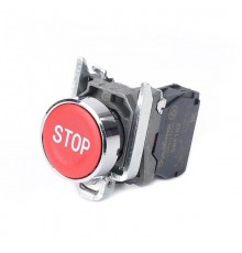 Кнопка SB4 в сборе модульная 22мм красная металл 1НЗ с маркировкой "STOP"  SB4BA4342  SE