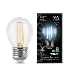 Лампа светодиодная Black LED Filament Шар E27 9W 710lm 4100K  105802209  Gauss