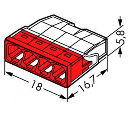 Клемма с пастой 4-проводная 0.5-2.5мм2 одножильный красный (уп/100шт)  2273-244  WAGO