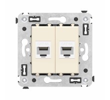 Компьютерная розетка RJ-45 без шторки в стену, кат.6А двойная, "Avanti", "Ванильная дымка"  4405674  DKC
