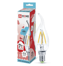 Лампа светодиодная LED-СВЕЧА НА ВЕТРУ-deco 7Вт 230В Е14 4000К 630Лм прозр  4690612007670  IN HOME