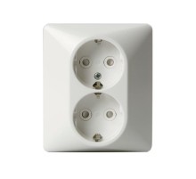 Розетка DoubleSCHUKO в сборе с заземлением, 16А / 250В, зажимные клеммы, серия Jussi, белый  302EUJ   2TKA000945G1  ABB