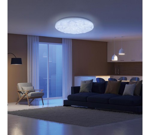 Светильник светодиодный стационарный с пультом 90W, Max. 8910Lum, 3000К-6400K, AL7800 Lunar glow RGB (45438.45.90.77RGB)  41747  FERON