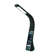 Светильник настольный TLD-542 Black/LED/300Lm/5000K/Dimmer c часами календарем Т 5W сенсор черн (стилизован под кожу)  UL-00001816  Uniel