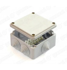 Коробка распределительная для о/п облегченного типа с клеммной колодкой RAL7035 100х100х45, IP44 , 6 вводов (48шт)  GE41232-07  GREENEL