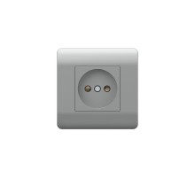 Розетка б/з со шторками, 16А, серебряный(NEW3-E)  431409  CHINT