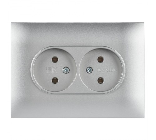 SKANDY Розетка 2-местная без з/к/ш 10А в сб. SK-R10S серебряный  SK-R20-10-K23-F  IEK