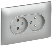 SKANDY Розетка 2-местная без з/к/ш 10А в сб. SK-R10S серебряный  SK-R20-10-K23-F  IEK