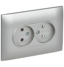 SKANDY Розетка 2-местная без з/к/ш 10А в сб. SK-R10S серебряный  SK-R20-10-K23-F  IEK