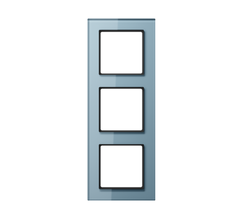 Рамка для вертикальной и горизонтальной установки, 3 поста; стекло; серо-голубой; A CREATION  AC583GLBLGR  Jung