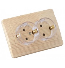 Розетка скрытой установки, двухместная, с заземляющим контактом, цвет сосна  РС16-381-02  HEGEL