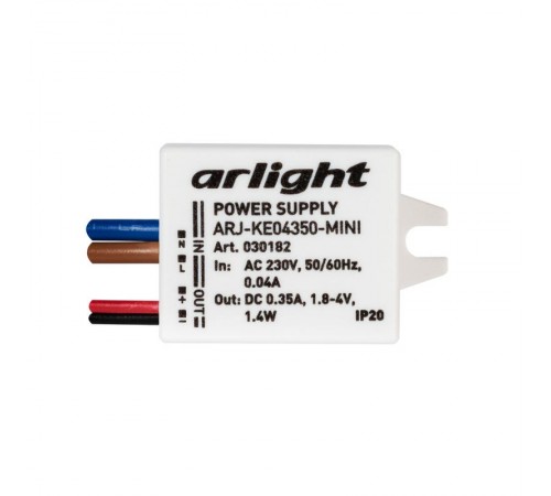Блок питания ARJ-KE04350-MINI (1.4W, 350mA) (Arlight, IP20 Пластик, 5 лет)  030182  Arlight