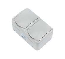 Блок горизонтальный 2 розетки Mini OG IP54 с заземлением, о/у, серый  KR-78-0806  Kranz