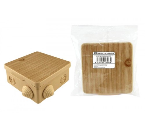 Коробка распределительная о/п 80х80х50мм, крышка, сосна, IP54, 7вх. инд. штрихкод  SQ1401-0712  TDM