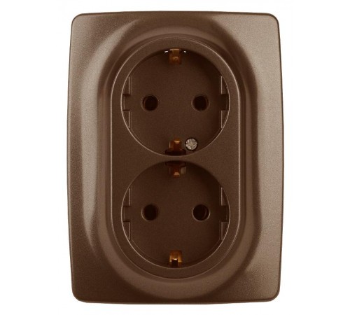 12-2108-13  Розетка 2-ая с заземлением со шторками, 16A-250В, IP20, Эра12, бронза  Б0036449  ЭРА