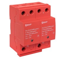 Устройство защиты от импульсных перенапряжений Класс 1 Iimp 25kA (10/350s) 2P  spd-t1-2p  EKF