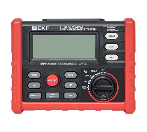 Измеритель сопротивления заземления цифровой E-Resist MS2302  ms2302  EKF