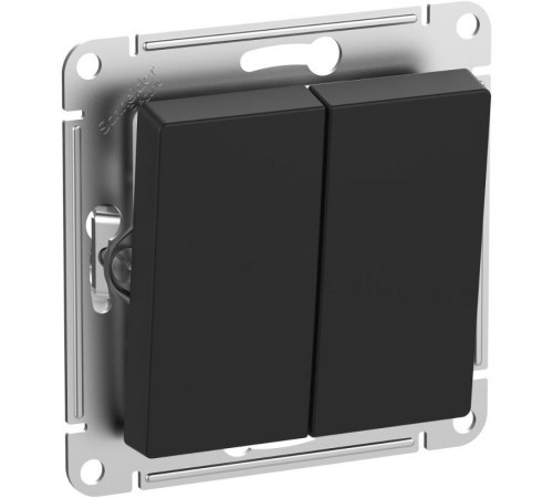 AtlasDesign Aqua Выключатель 2-клавишный, IP44, сх.5, 10АХ, механизм, Карбон  ATN441051  SE
