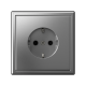 ArtGallery Сталь Розетка с заземлением со шторками, 16А, механизм, быстрозажим. клем.,  GAL000945S  SE