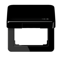 Рамка с подпружиненной крышкой для механизмов 50*50, с символом "Вилка" CD590KLSOCSW Jung